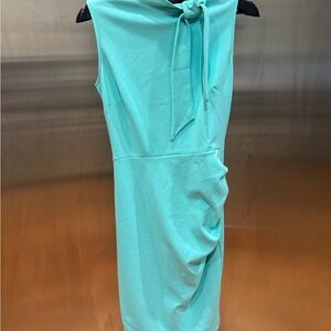 Miusol Turquoise Midi Dress with Chic Knot